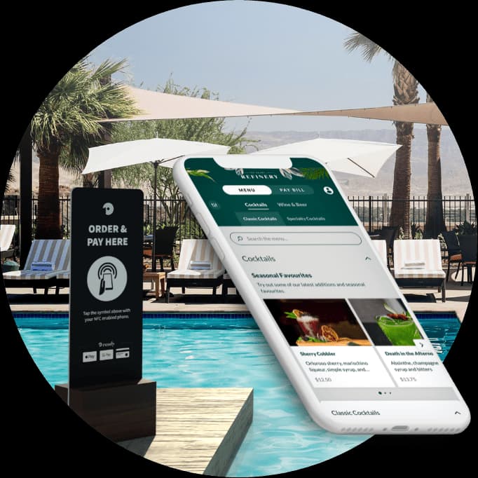 Guest ordering poolside on their phone